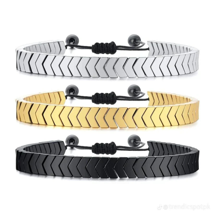 Stainless Steel Hematite Arrow Bracelet