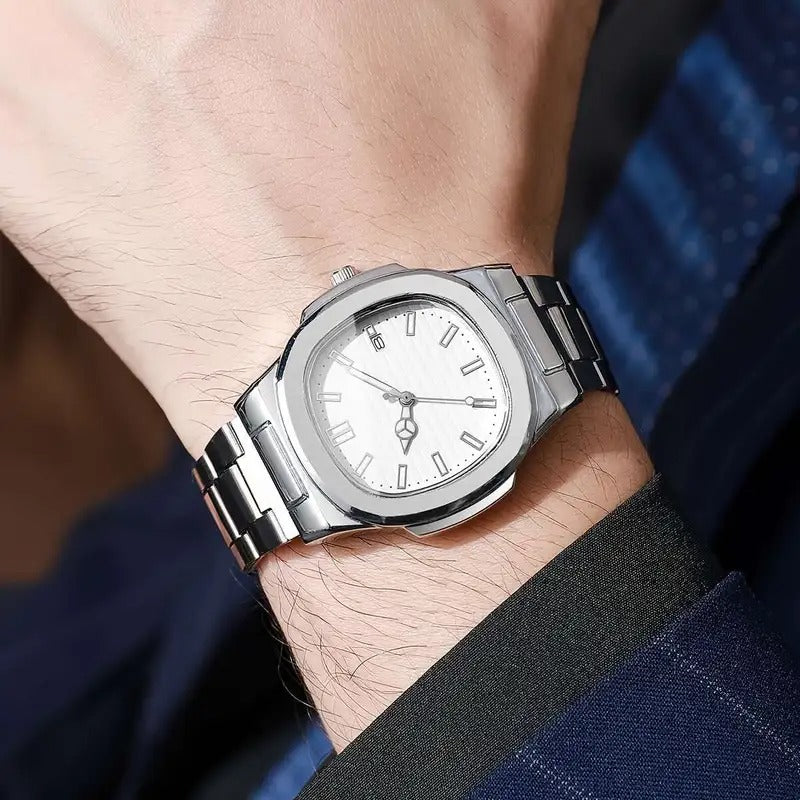 Simple Temperament Square Scale Calendar Dial High-end Trendy Quartz Wristwatch