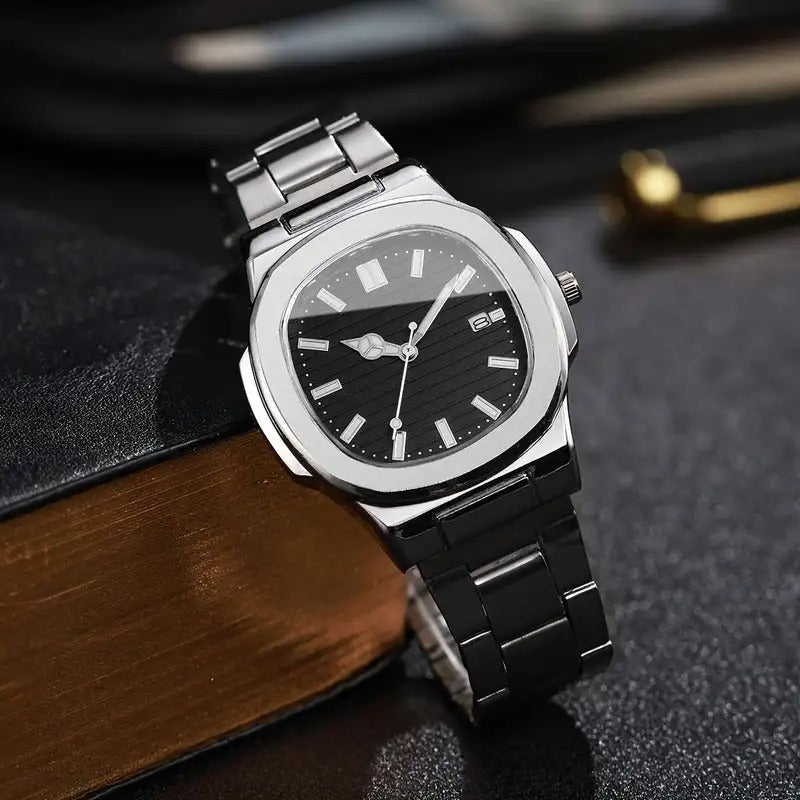 Simple Temperament Square Scale Calendar Dial High-end Trendy Quartz Wristwatch