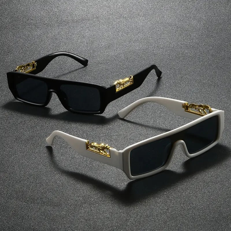 stylish leopard print metal-accented eyeglasses