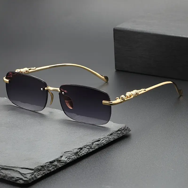 Fashionable Leopard Print Rimless Square Sun Glasses