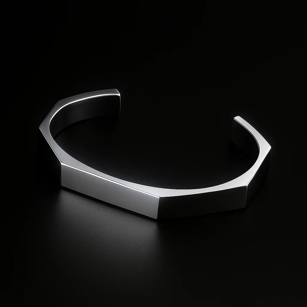 Stainless Steel Hexagon Cuff Bangle 2 Sets